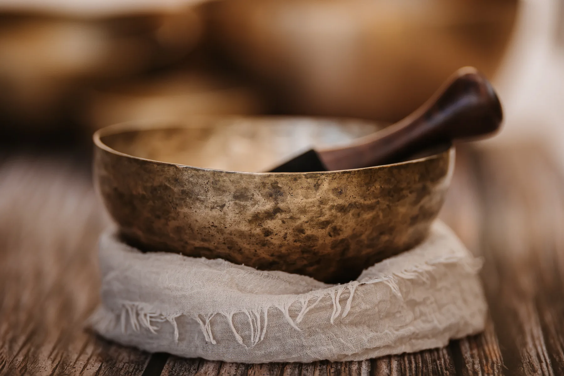 A singing bowl being struck